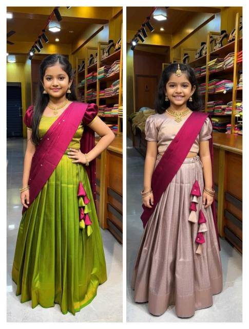 kids elegent lehenga softy silk Mumbai wholesale children wear